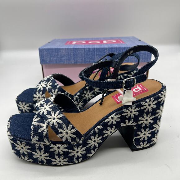 Pop Womens Grandiose Heeled Sandals Blue White Size 9.5M - Picture 3 of 12